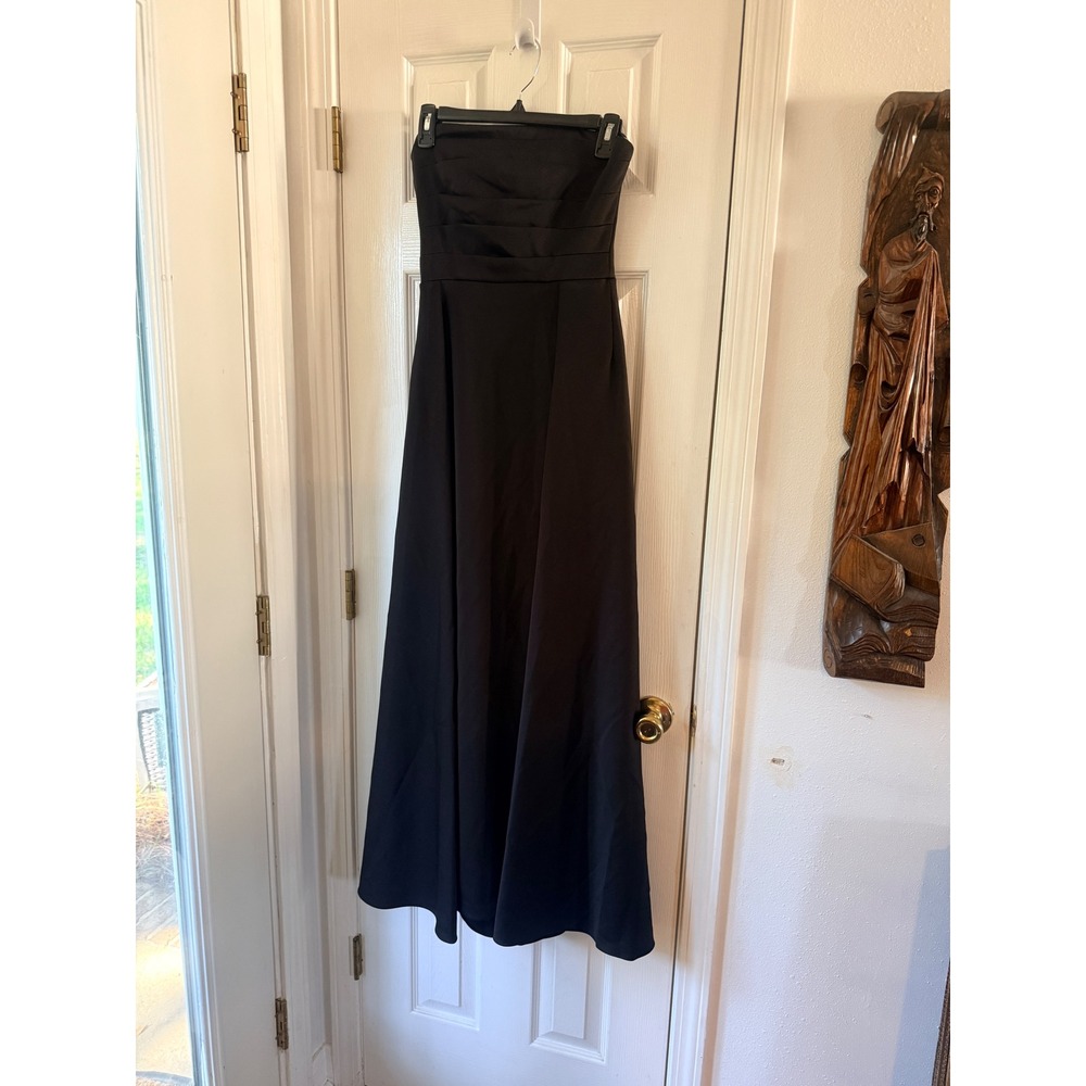 AQUA Tech Scuba Strapless Maxi Dress Black Formal Gown 7410X Size 2 NEW